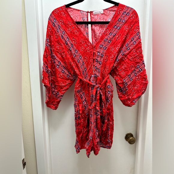 Vestique red patterned romper - worn only once! - Picture 4 of 4